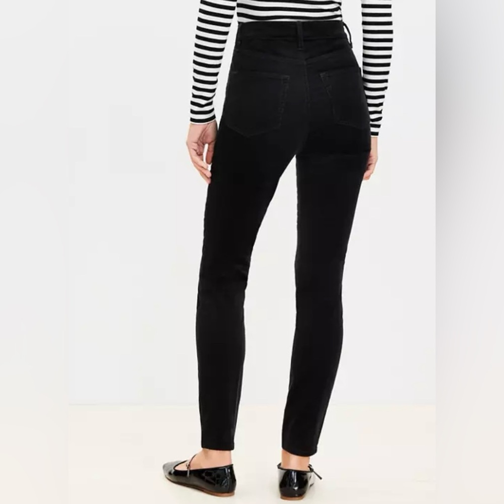 LOFT Black Corduroy Curvy High Waist Slinny Pants - Picture 3 of 10